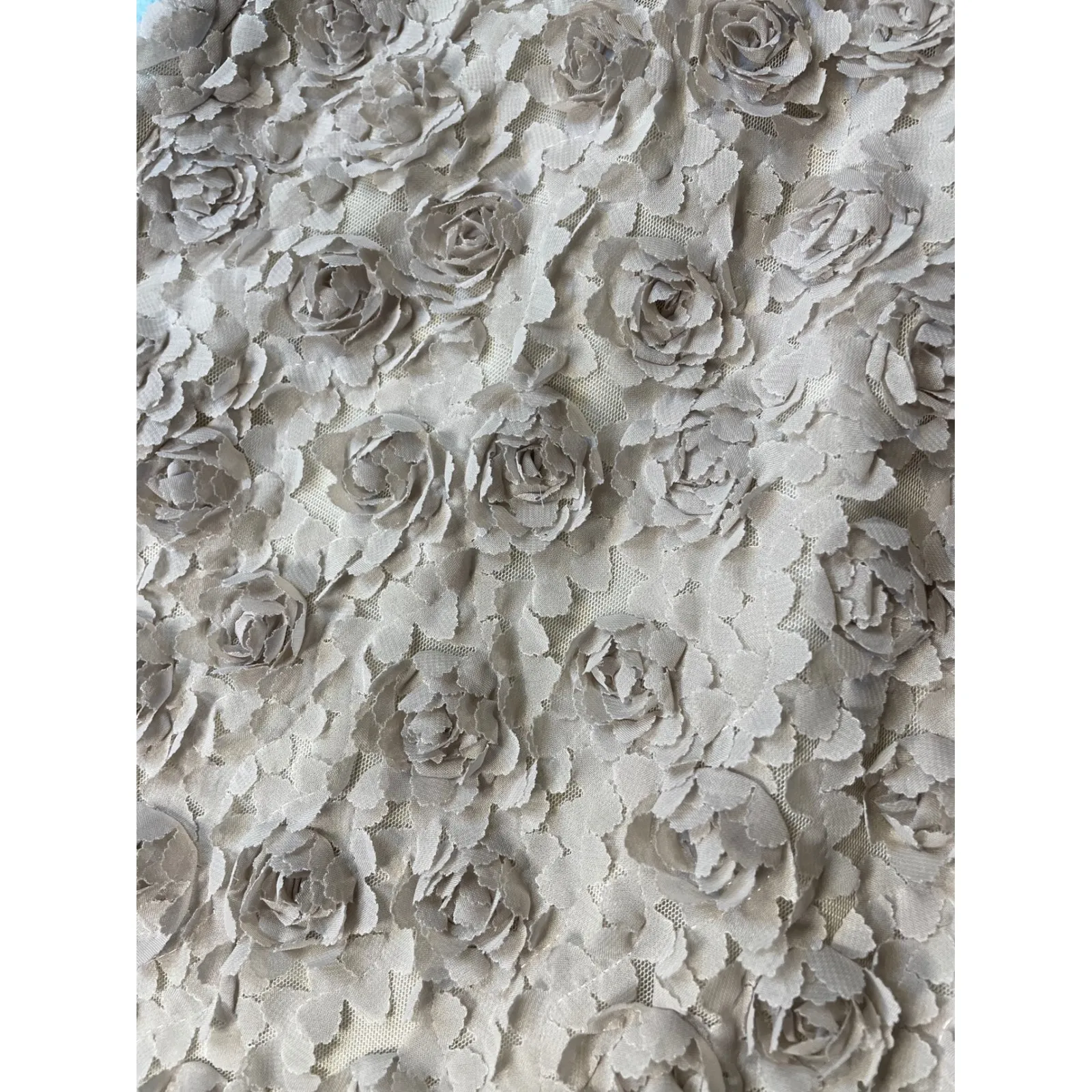 IDA SJOSTEDT 147 Elissa Dress 3D Floral Embellished Tulle Cap Sleeve Midi Dress Tan Size XL - Image 3