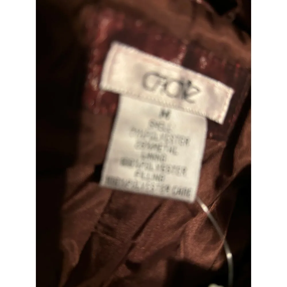 Cache Berry Metallic Sheen Jacket Lined Belt Puffer Exaggerated Collar NWT $238 Red Size M - Image 8