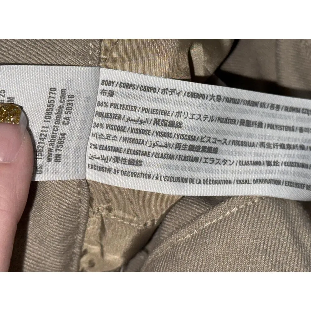 Abercrombie & Fitch Tan Khaki Pleated High Waisted Wide Leg Trousers Pant Size M - Image 4