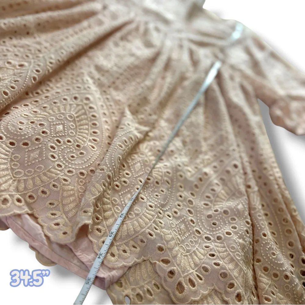 Anthropologie Akemi + Kin Pink Blush Eyelet Boho Babydoll Swing Dress 8 - Image 7