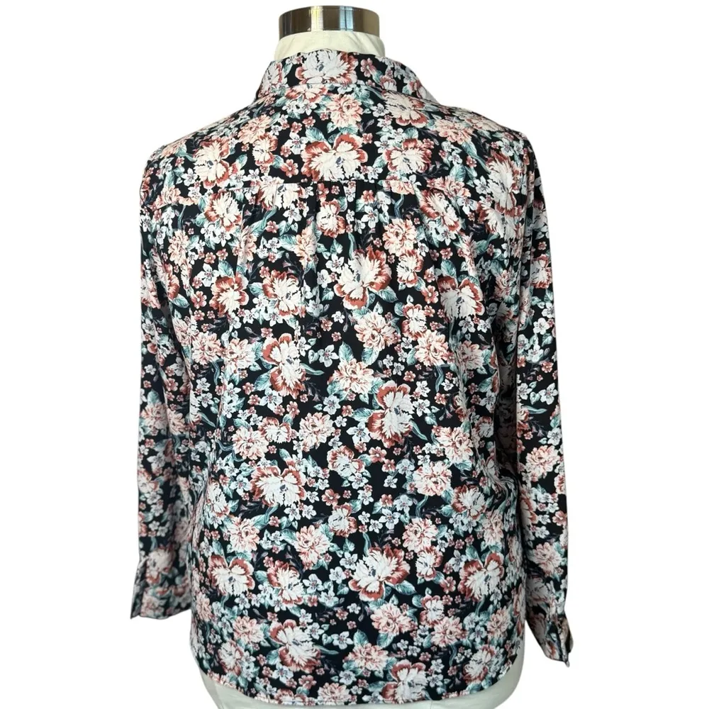 LC Lauren Conrad Button Front Shirt XXL Dark Floral‎ Cottagecore Feminine Office - Image 4