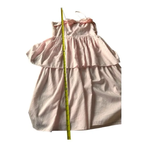 Vintage 80s Bonnie and Me pastel pink polka dot ruffled dress Size L/XL - Image 5