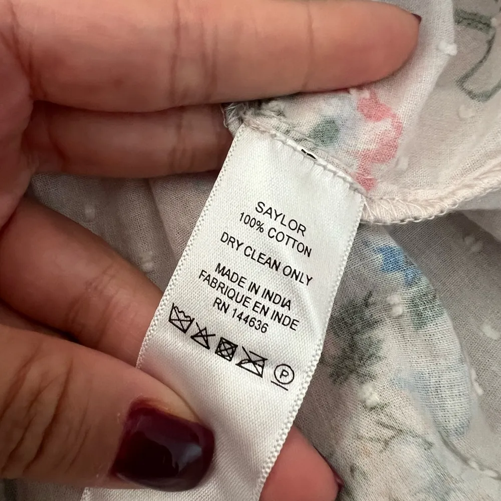 SAYLOR Puff Sleeve Blouse Top Size Small Boho Crop Blue Pink Cream Floral Sz M - Image 7