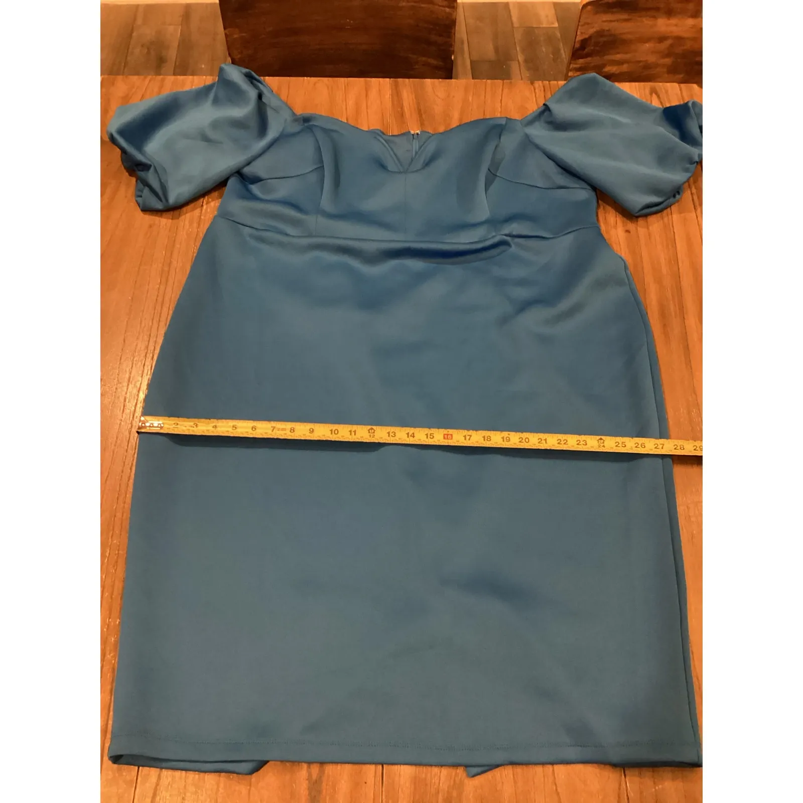 Asos Curve Blue Scuba Puff sleeve bardot knee length cocktail dress NWT size 24 - Image 5