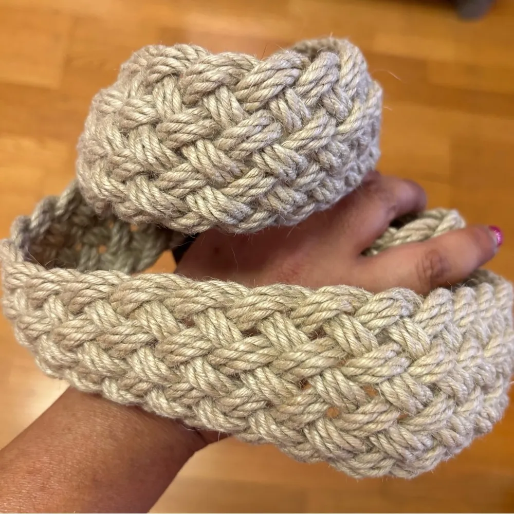 NEWVintage GAP Leather Buckle Coastal Cowgirl Fisherman Boho Woven Chunky Belt L - Image 2