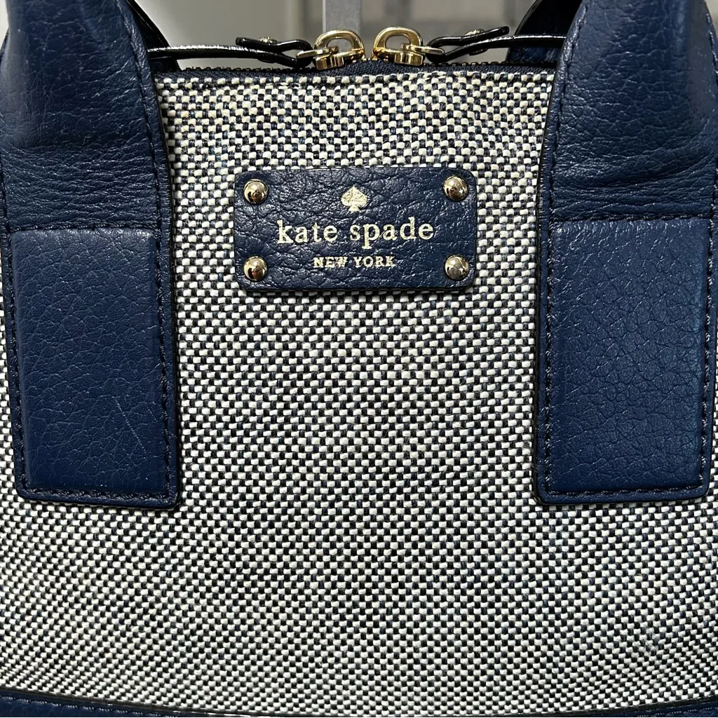Kate Spade Navy and White Tweed Satchel - Image 2
