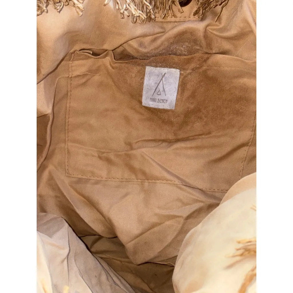 Nikki Beach Karolina Tote in White & Natural One Size New Womens Straw Handbag Tan - Image 8