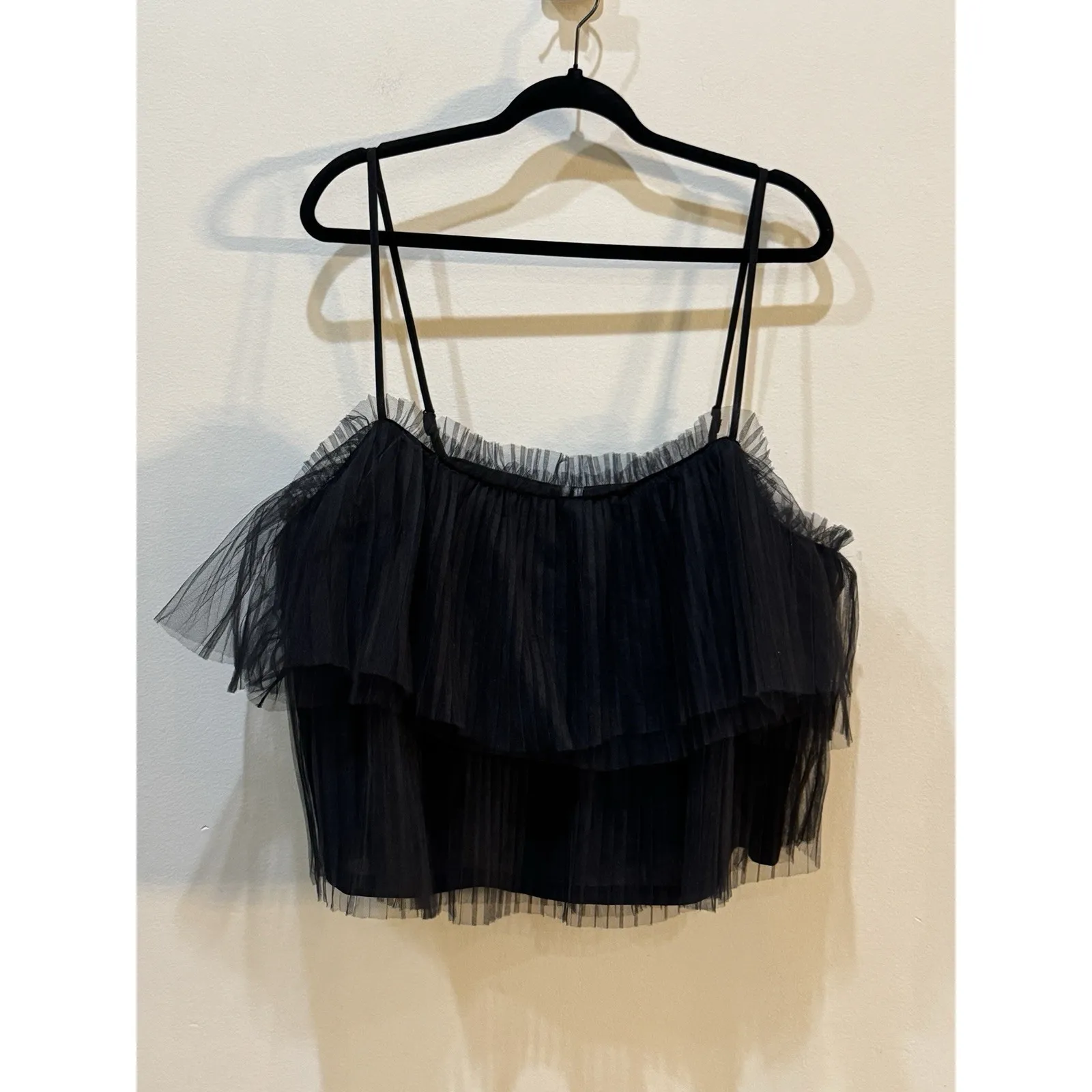 By‎ Anthropologie Pleated Tulle Tank Black Size XL - Image 3