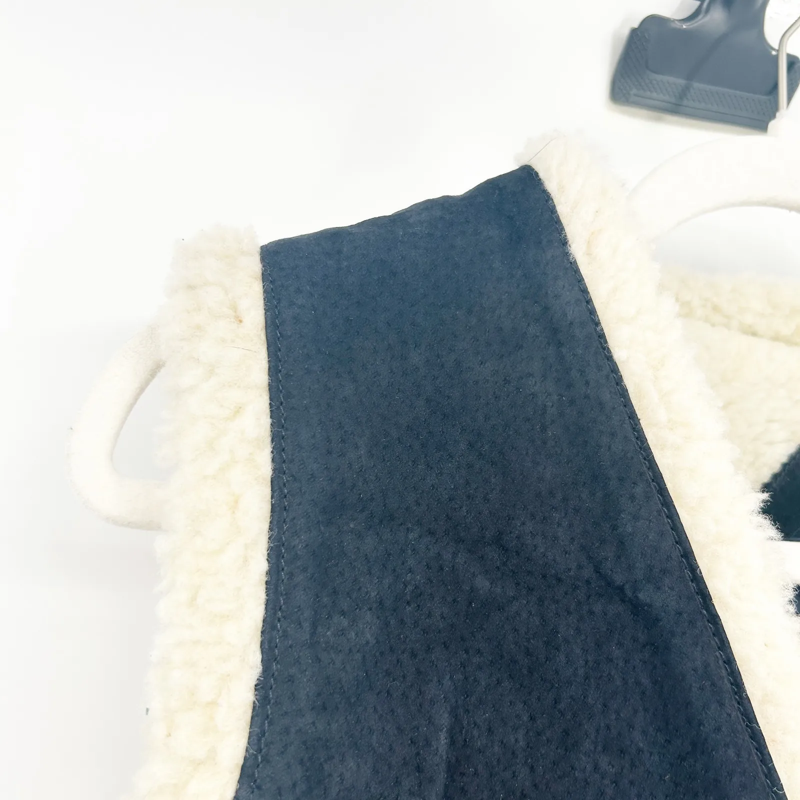 NWT I Am Womens Vintage Genuine Suede Sherpa Lined Plaid Flannel Vest Size M Blue Size M - Image 2