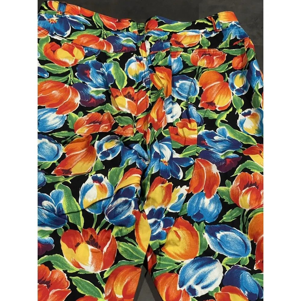 VTG GAP‎ Pants Women's 11/12 Floral Abstract Cotton Canvas Japan Made D-65 - Image 8