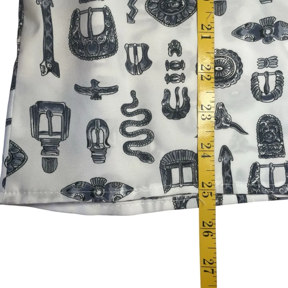 Southern Lady Womens White Gray Button Up Blouse Western Size 9/10 Ranch Tribal - Image 10