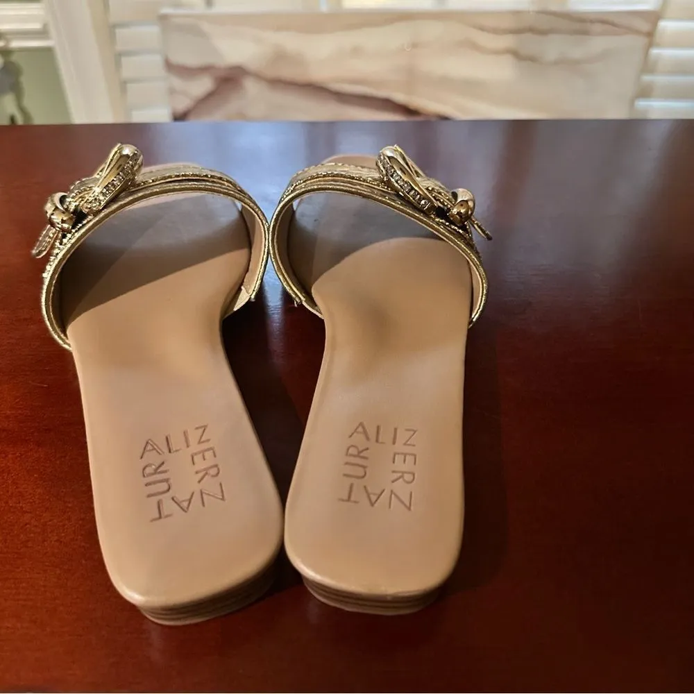 Naturalizer Gold Santiago Slip On Slide Flat Sandal With Buckle Size 7.5 - Image 6