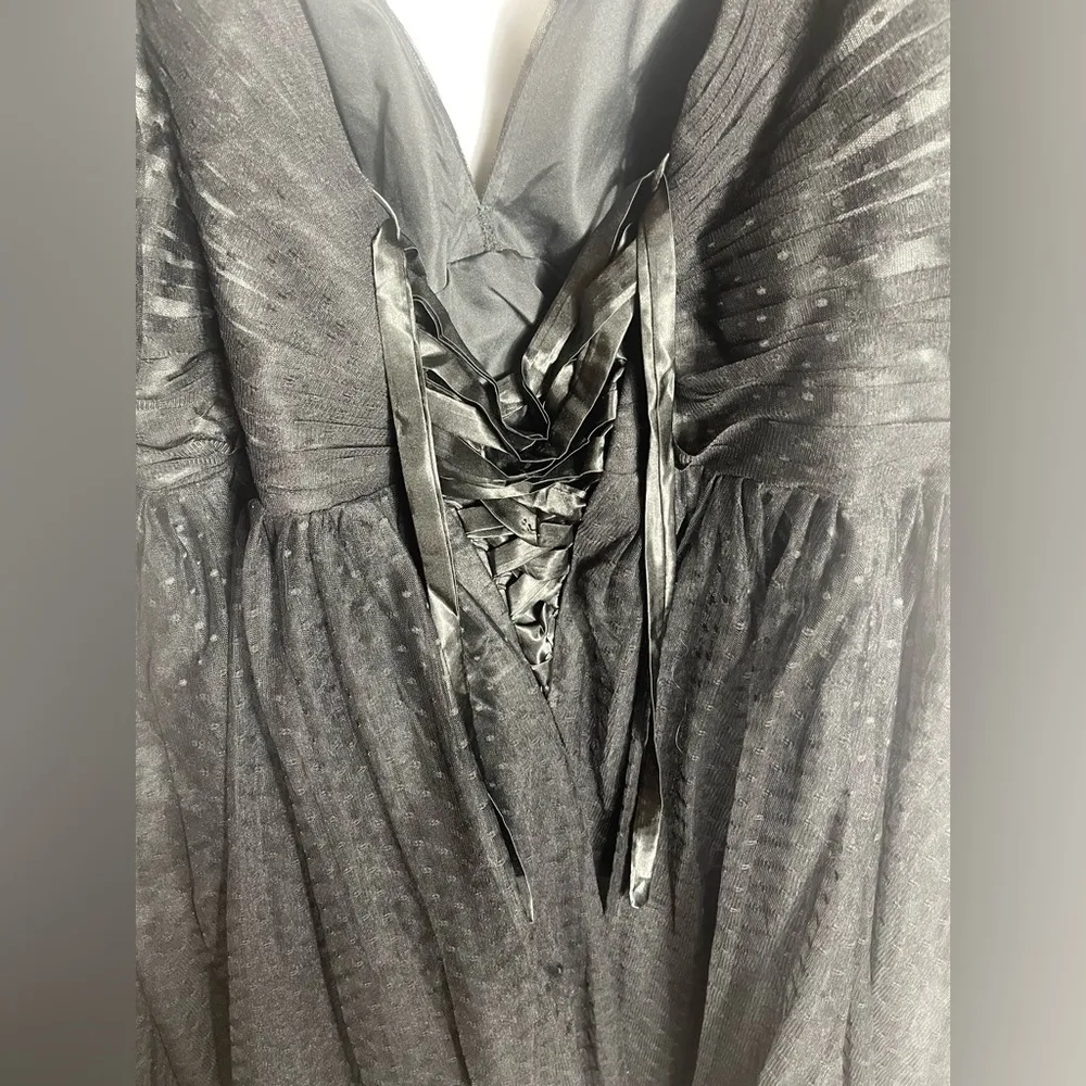 Su Dress Women’s Plus Size 26 Elegant Black Tulle Dress with Puff Sleeves NWT - Image 5