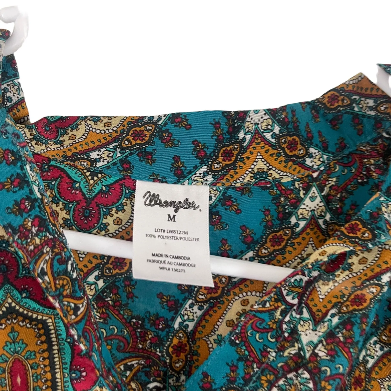 Wrangler‎ NWT Women's Size Medium Multicolor Sheer Western Blouse - Image 5