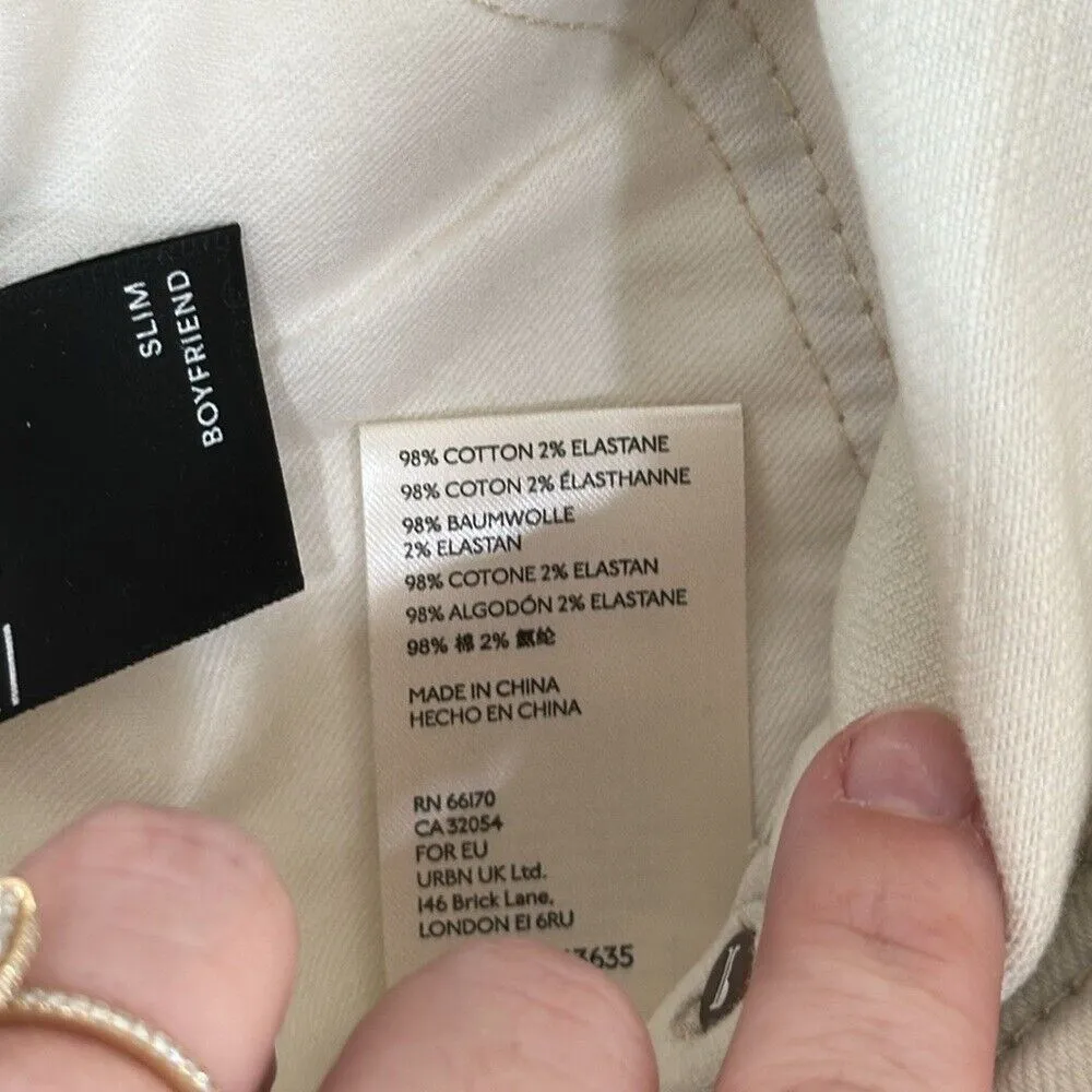 PILCRO Womens‎ Jeans 26 TALL Slim Boyfriend Cream Embroidered Floral Pants NEW - Image 8