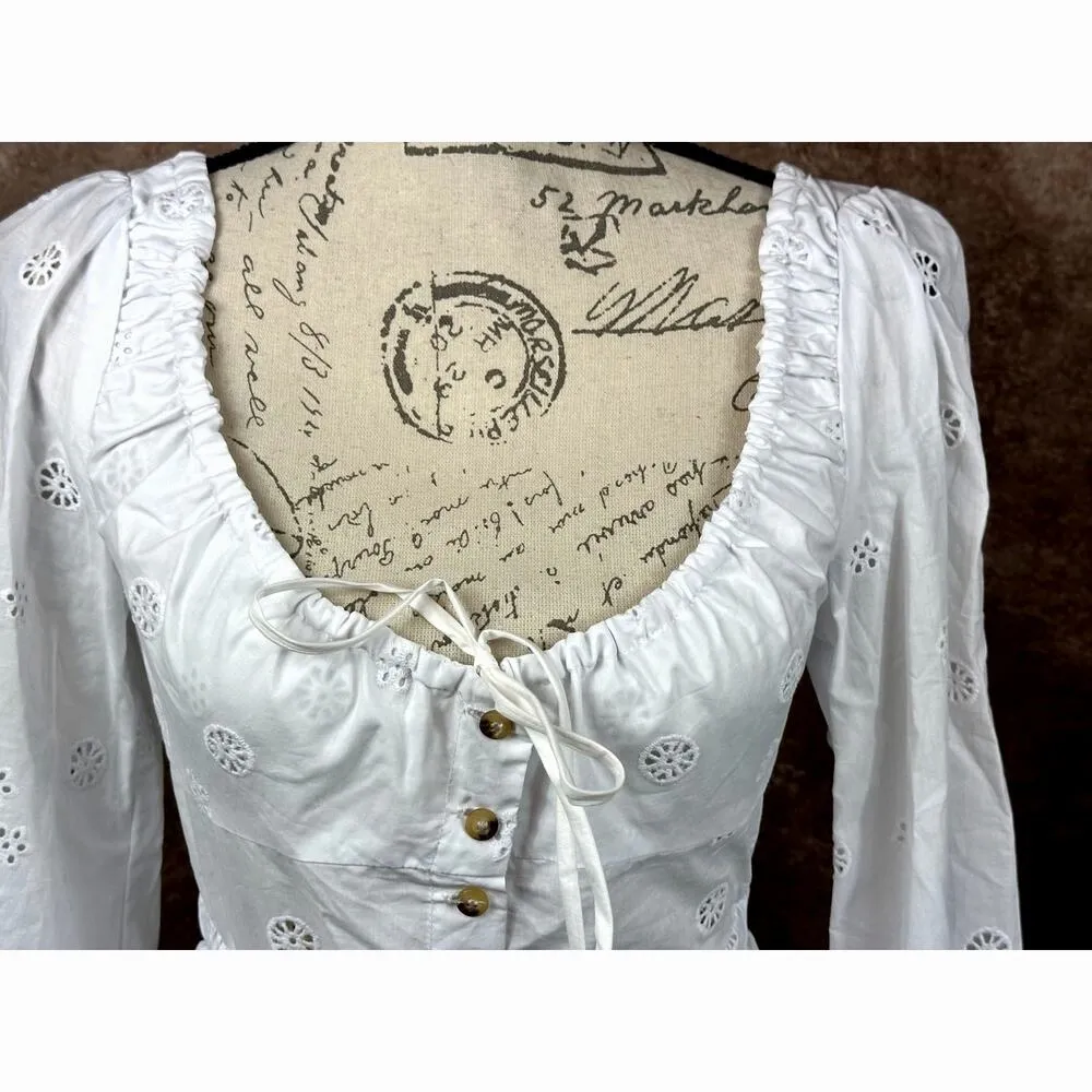 Ciao Lucia Olympia Eyelet Cut Out Detailed Top White size XS - Image 7