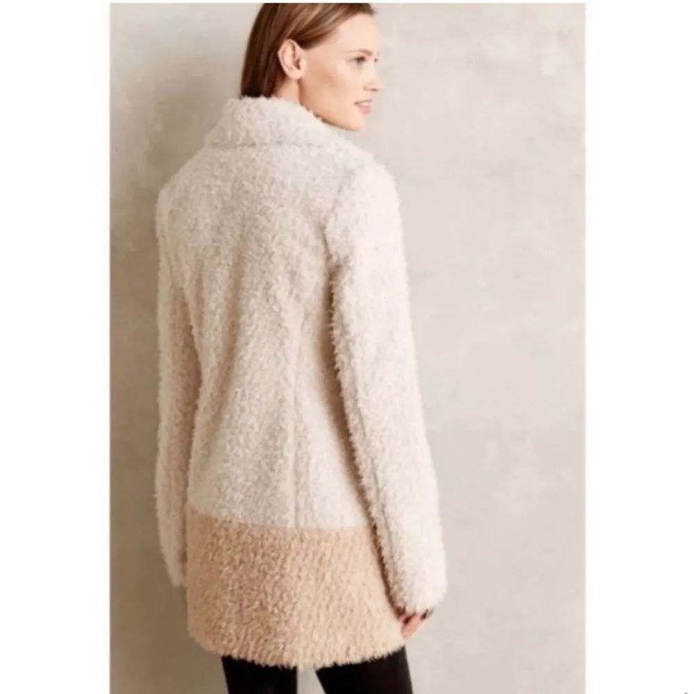 Anthropologie Elevenses Cream Shag Coat Sherpa Teddy Jacket - Image 10