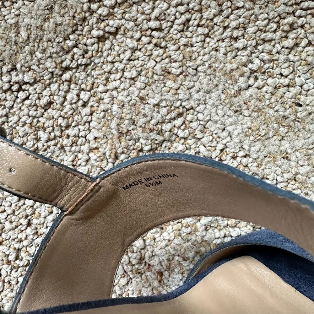 Banana Republic Blue Suede Block Heel Strappy Sandals Womens 6.5 - Image 4