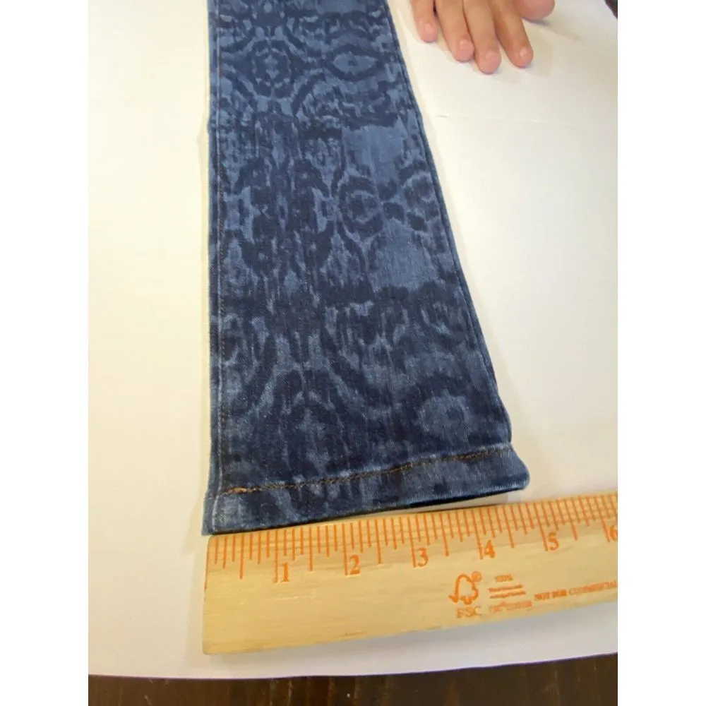 Eileen Fisher Denim Jeans Women's Size 6 Skinny Blue on Blue Ikat Print Mid Rise - Image 9