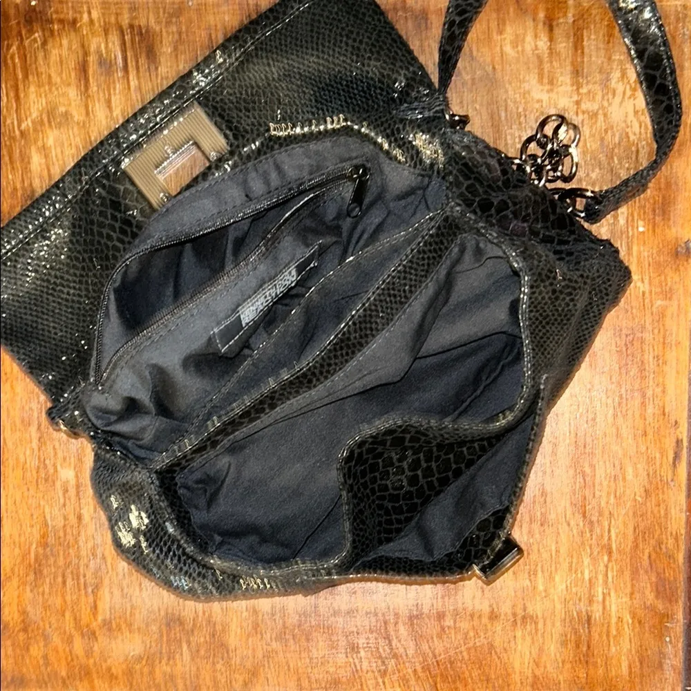 Kenneth Cole Reaction Black Faux Reptile Shoulder Bag - Image 6
