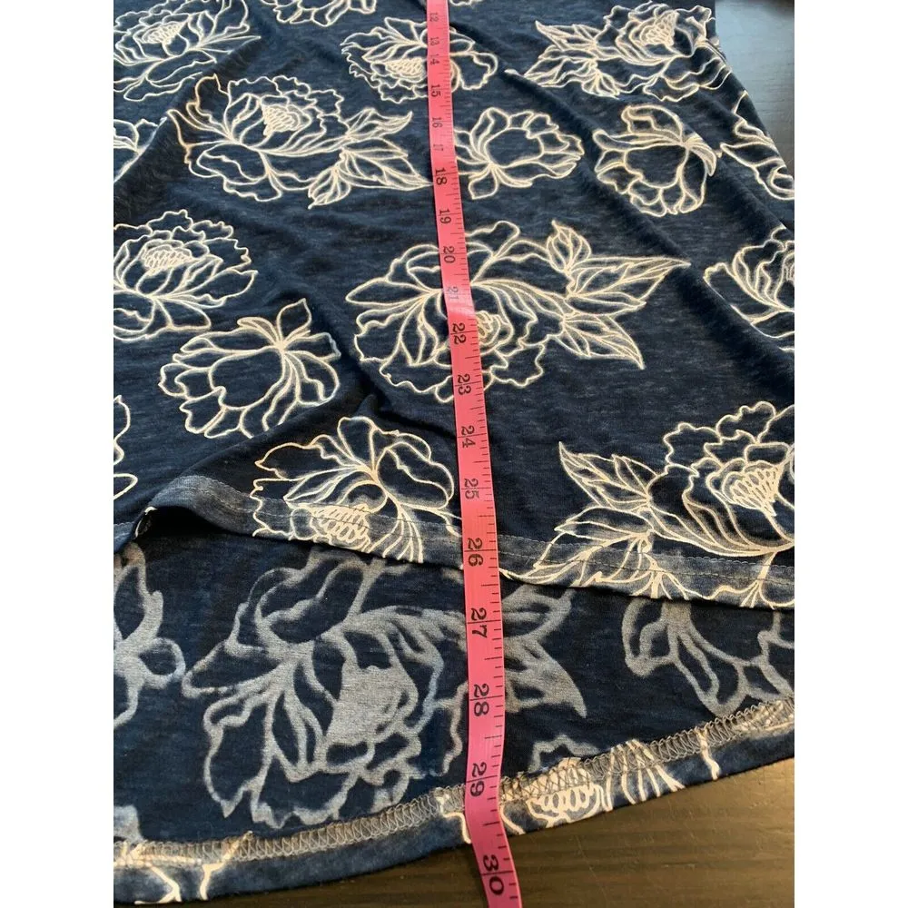 C&C California Top Women‎ Plus Sz 2XL XXL Floral Blue Burnout Shirt FLAW HOLE - Image 13