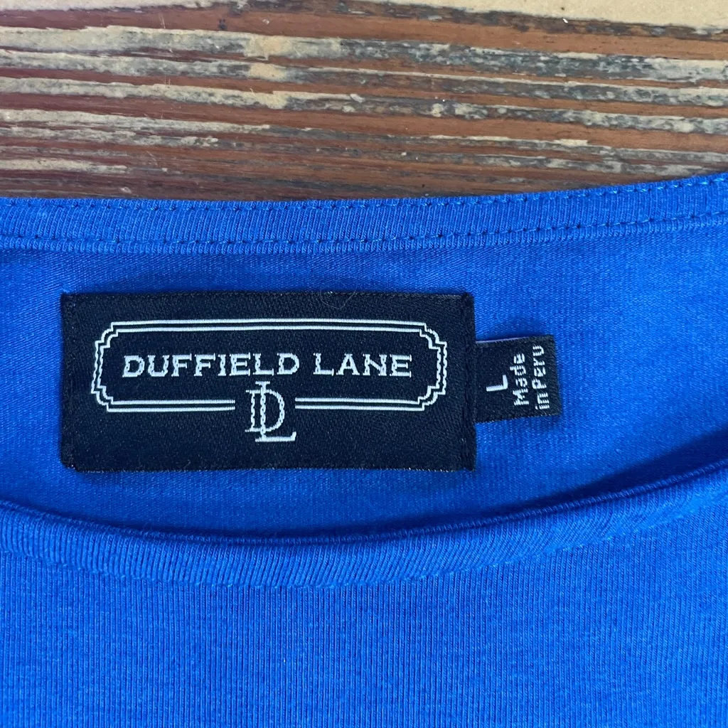 Duffield Lane Women’s Signature Cobalt Blue Ruffle Sleeve Shift Dress - Image 9