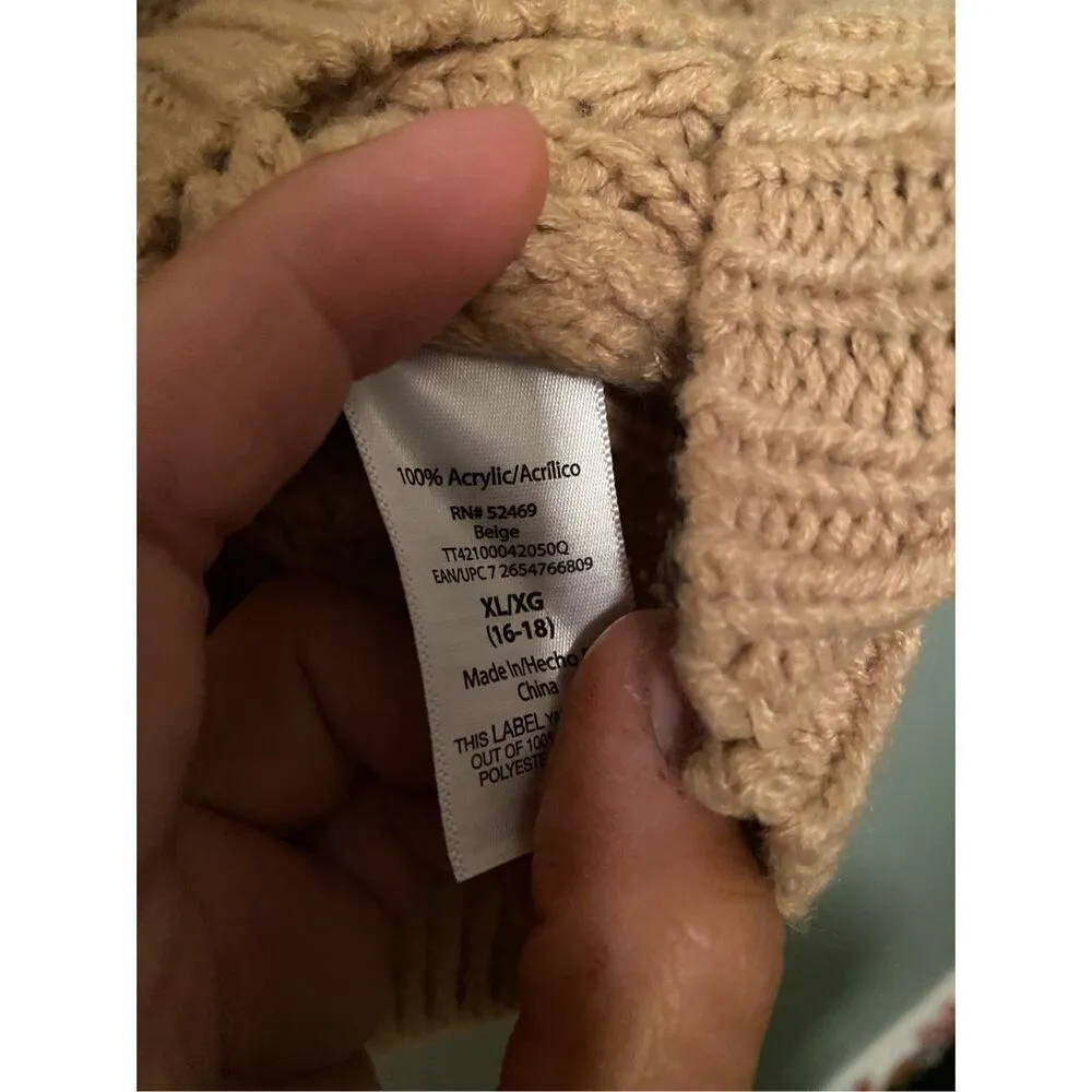 Time And Tru Mock Neck Knit Sweater Size XL Tan - Image 7
