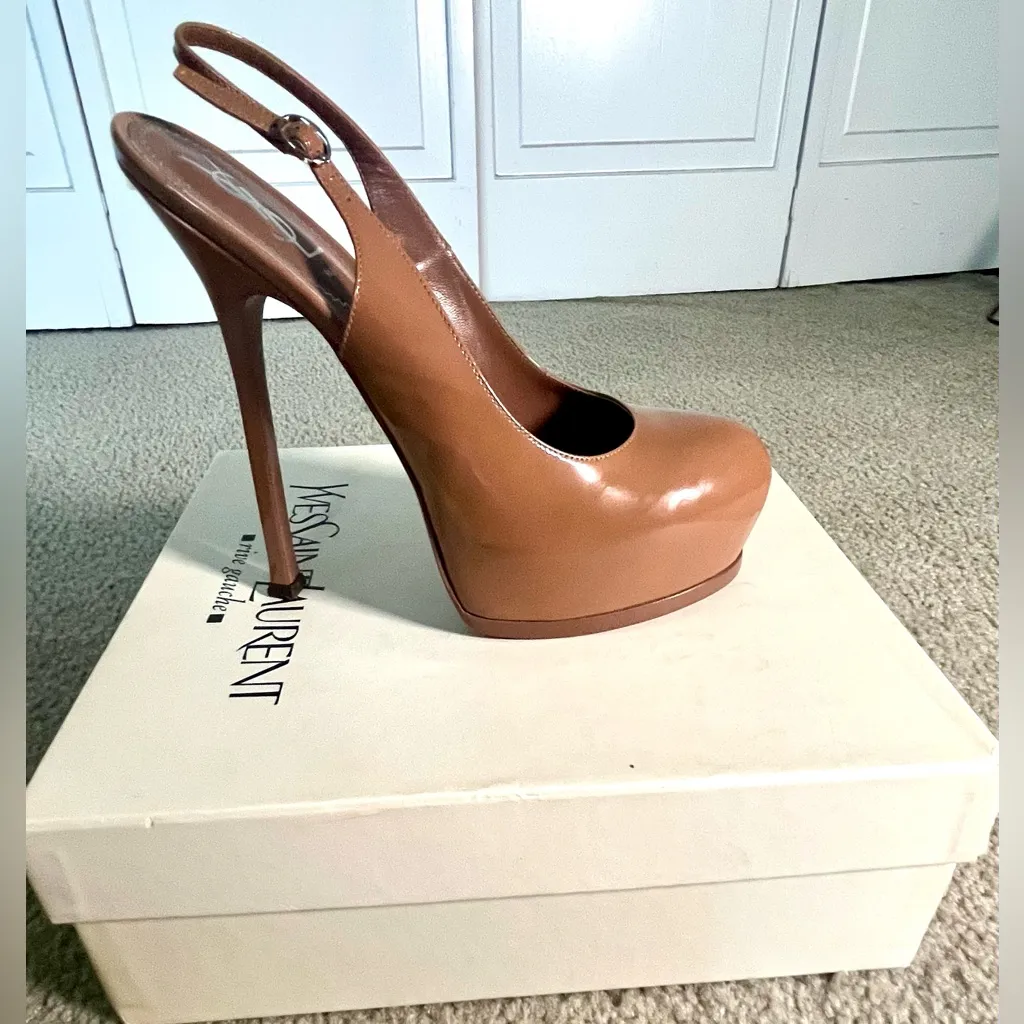 YSL SAINT LAURENT Rive Gauche Tribtoo105 Slingback Soft Nude/EU 40 US 10 BNIB - Image 9