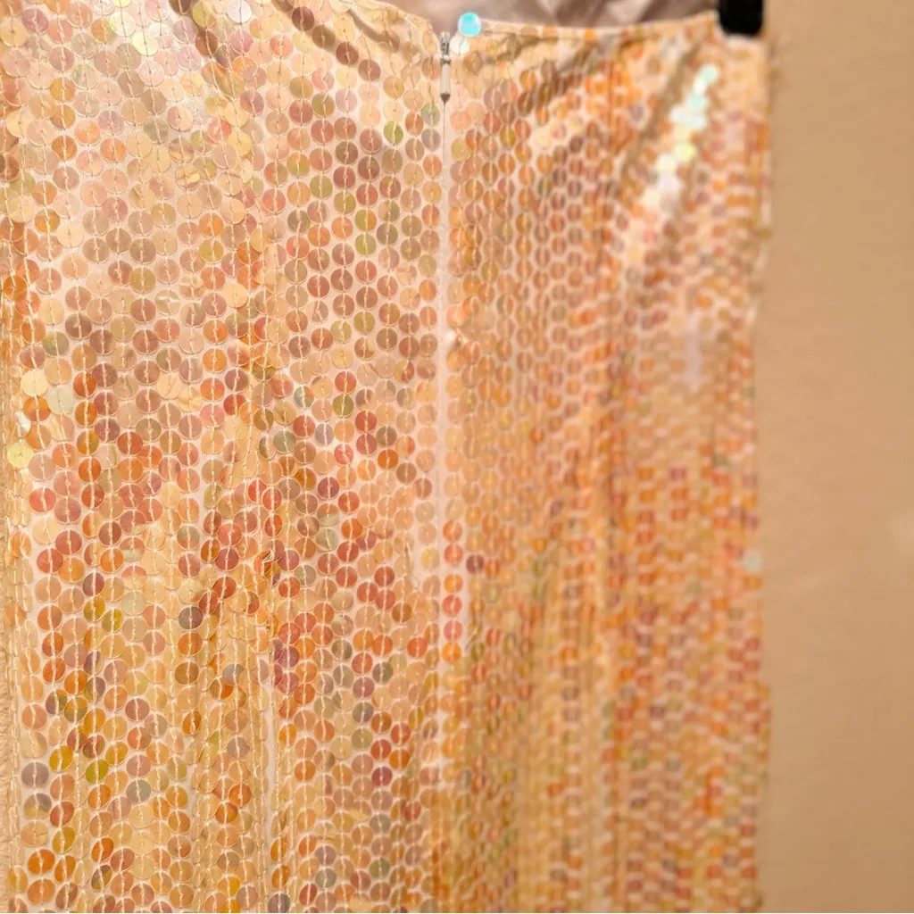 *NWT* Adrianna Pappel Cream/Iridescent Sequin Strapless Dress Sz 2 - Image 5