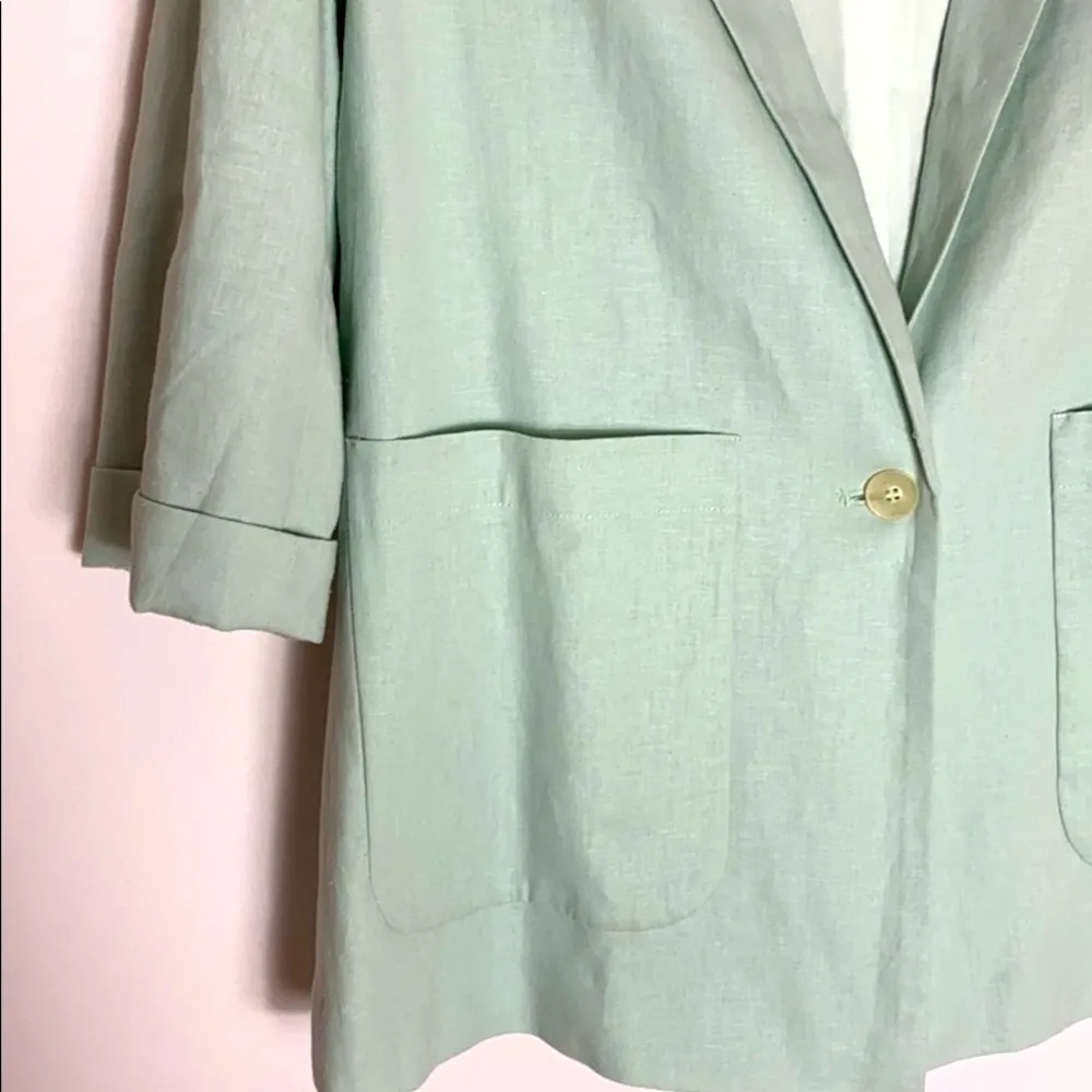 Habitual Nat boxy linen blend blazer in sky gray - Image 6