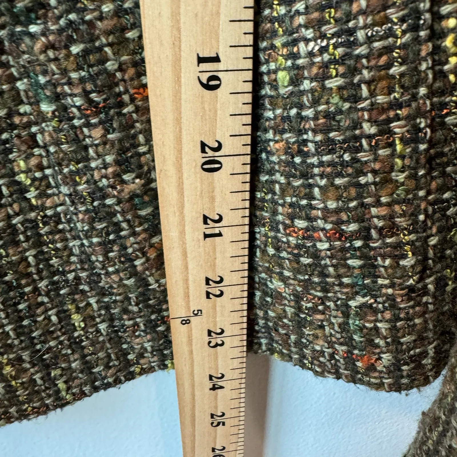 Josephine Chaus Tweed Green Wool Blend Elegant Flower Pin Jacket Preppy 10 - Image 6