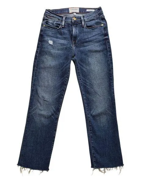 FRAME Denim Le High Straight Womens 24 Carroll Raw Step Hem Distressed - Image 1