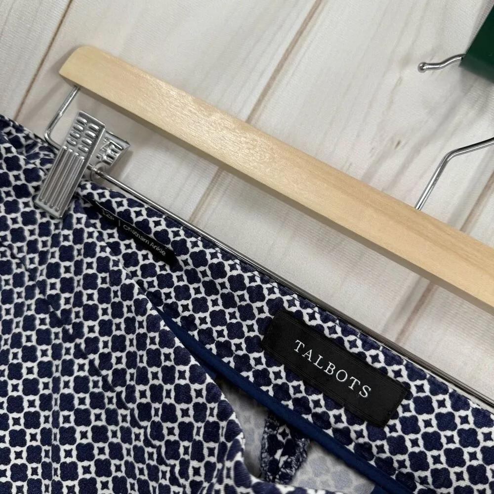 Talbots Women’s 12P Blue White Chatham Ankle Chino Pants Career Workwear Office - Image 2