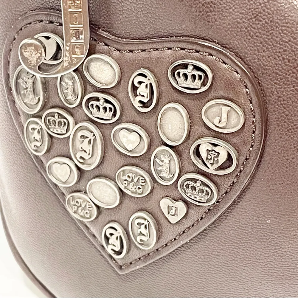 Juicy Couture Brown Vintage Round Studded Sides Long Handbag Y2K - Image 3