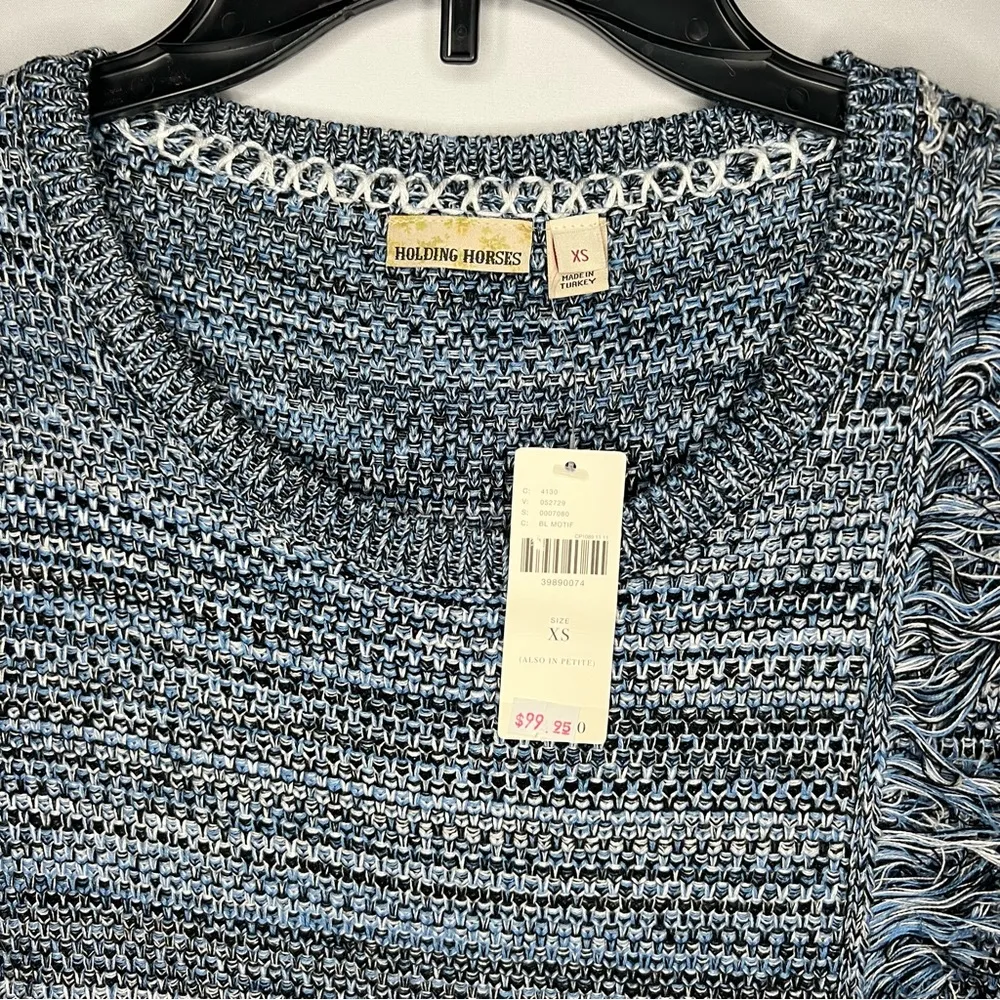 NWT Anthropologie Holding Horses Blue Fringe Knit Sweater Midi Dress - Image 5