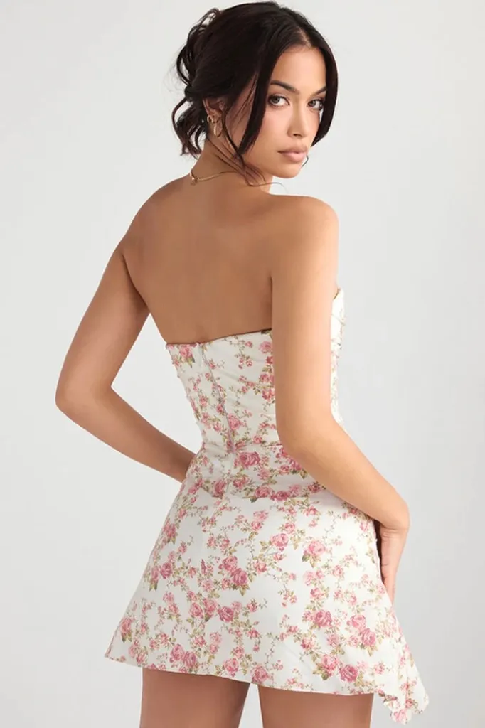Mini Strapless Rose Dress - Image 4