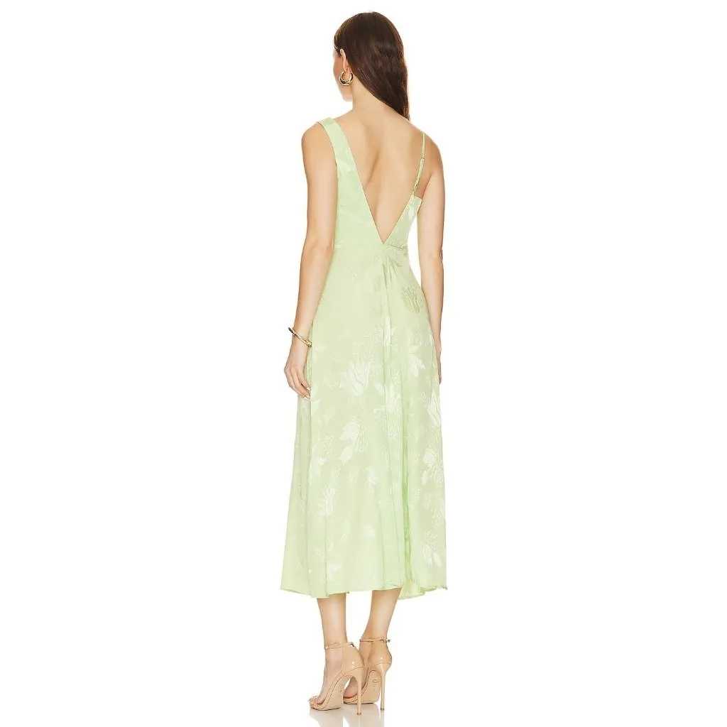 For Love & Lemons Ilana Midi Dress in Green XSmall Womens Rayon Floral Size XS - Image 2