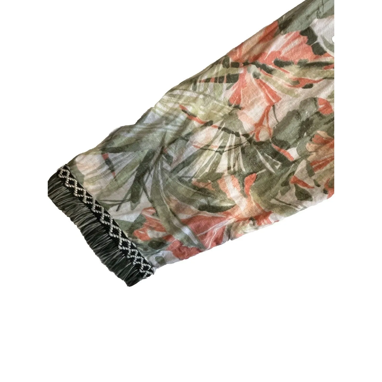 Chicos Havana Fringe Trim Linen Blend Jacket Tropical Floral Size 3 Womens XL - Image 5