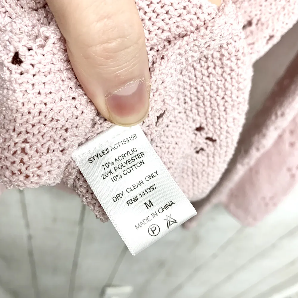 ASTR The Label Sweater Women M Pink Lavender Belle Pointelle Perforated Floral Size M - Image 5