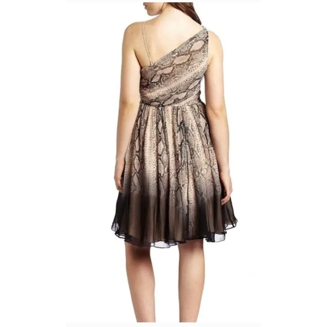 Tracy Reese  Silk One Shoulder Frock Dress in Dip Dye Python Size 6 - Image 2