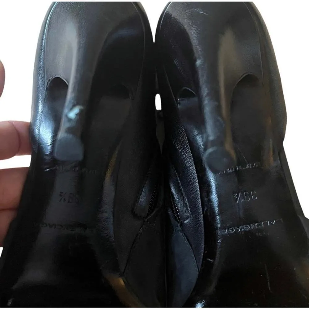 BALENCIAGA Paris Italian Ankle Leather Cutout Booties Open Toe Suede Pumps 39.5 - Image 9