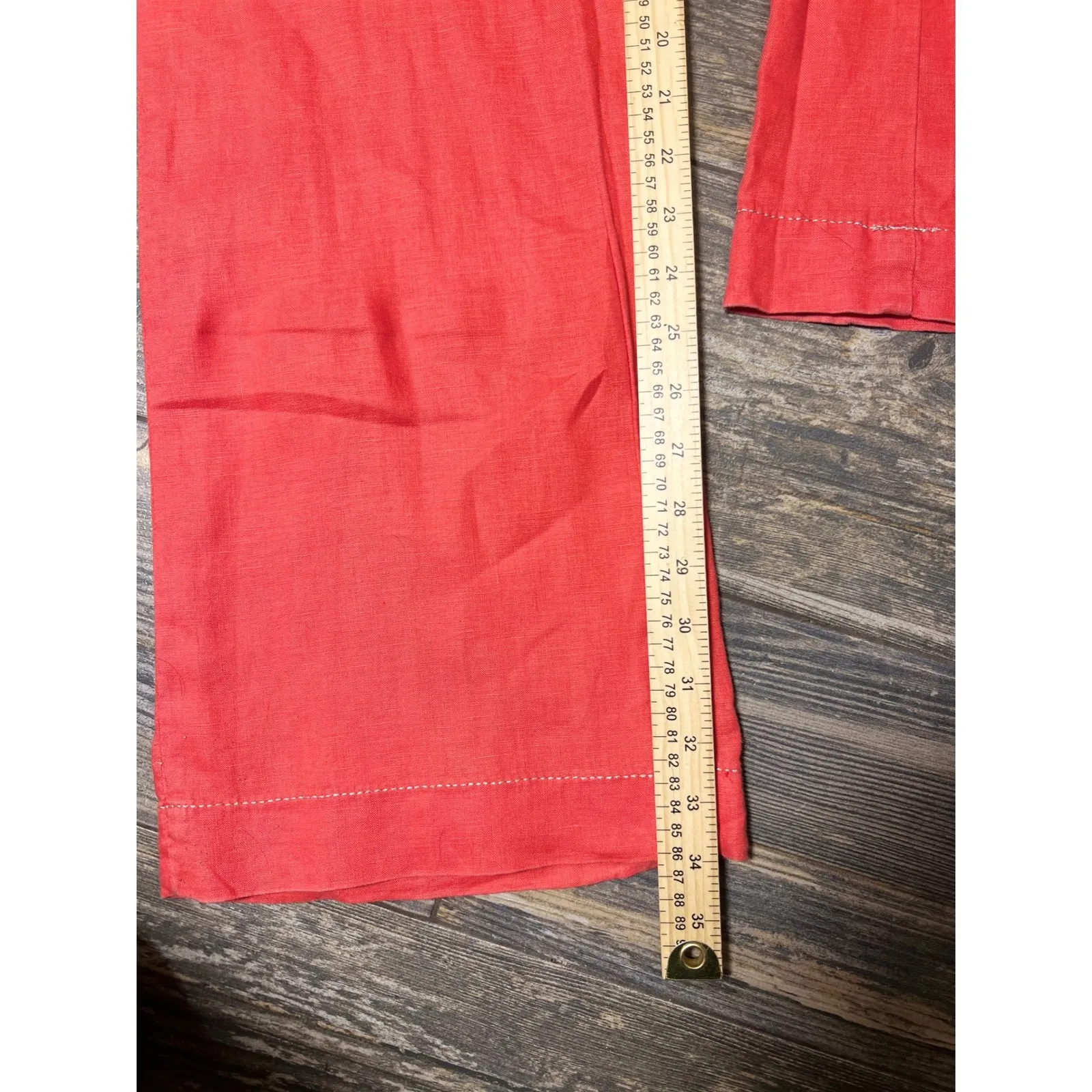 Miss Me Cargo Pants Trouser Medium Red 100% Linen Wide Leg BLING Boho Y2K TALL - Image 9