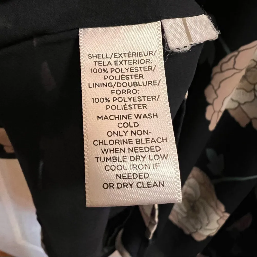 LOFT Navy Large Floral Ruffle Sleeve Dress Size Small - Image 4