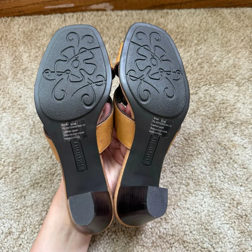 Relativity Brown Leather Metal Grommet Boho Western Grunge‎ Indie Trendy Heels - Image 4