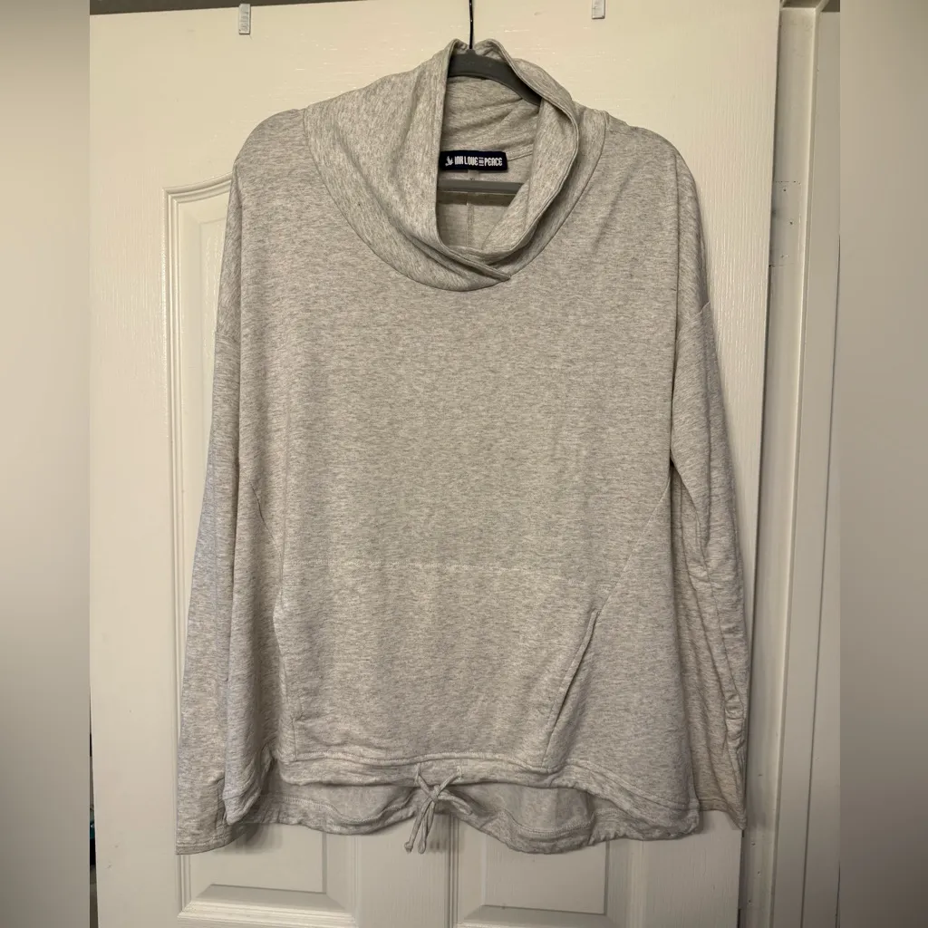 Ink Love & Peace gray cowl neck pullover sweater in heather gray Size XL - Image 2