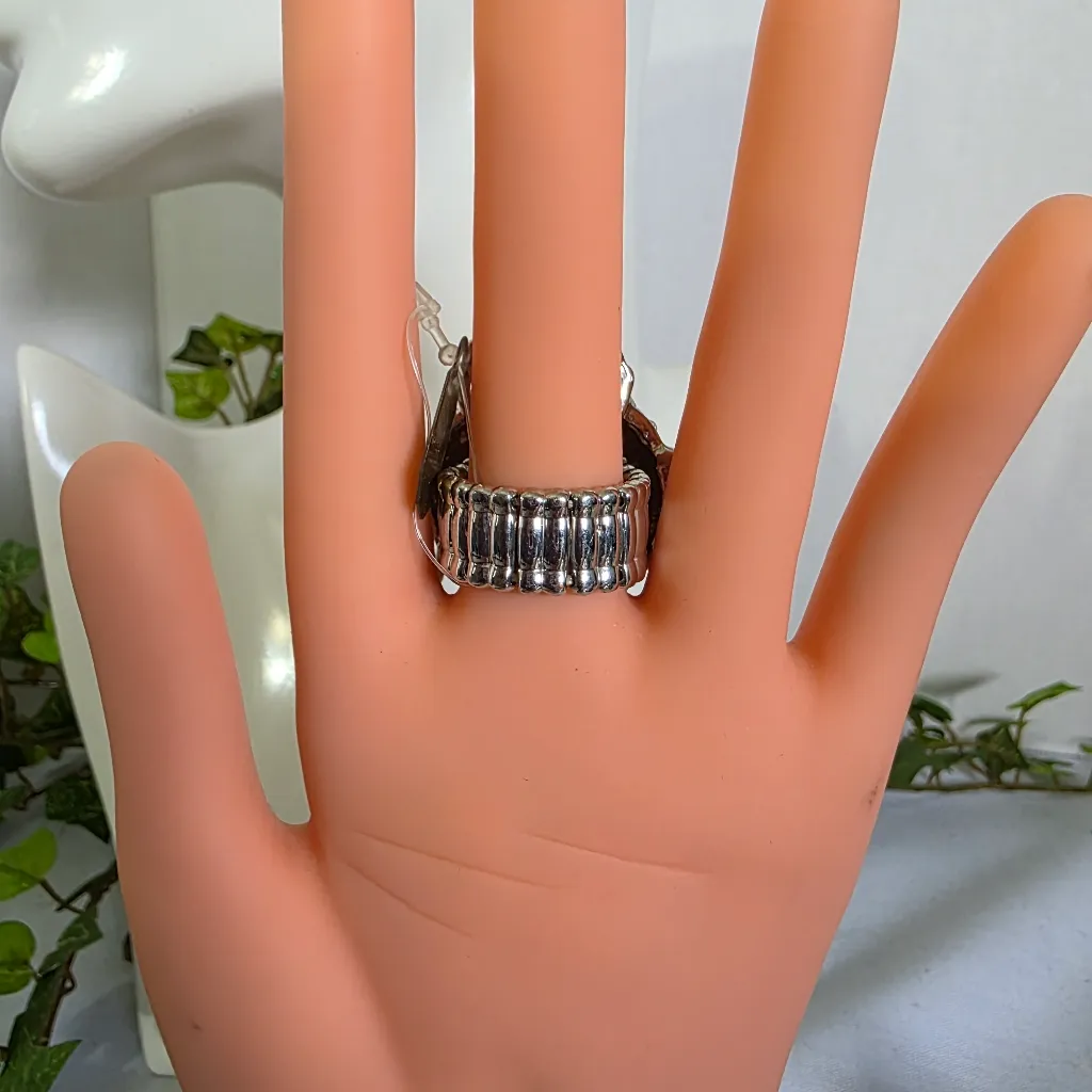 Vintage Statement Silver Beetle Bug Ring with AB Stones - Image 6