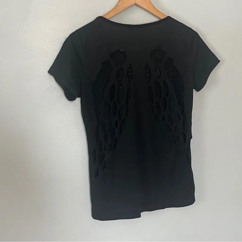 Black Angel Wing Cutout Women's Top Size L - Image 5