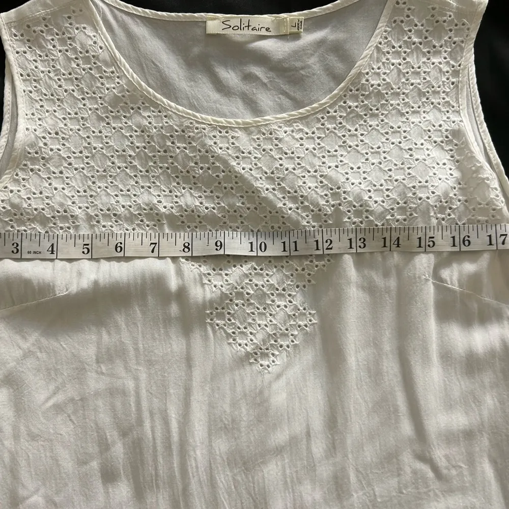 Solitaire White Smocked Camisole Top Large - Image 6