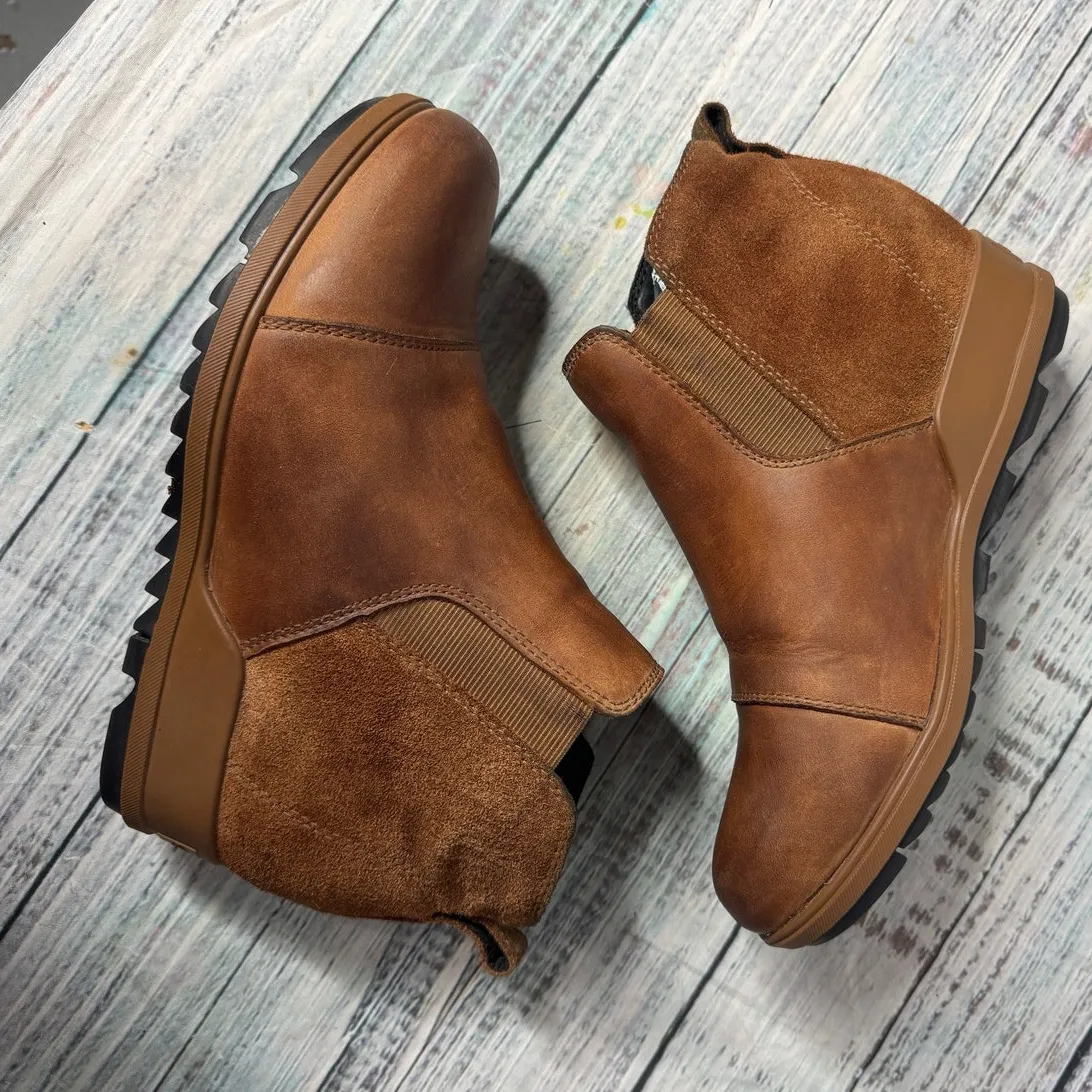 Sorel Evie II Chelsea Boots Waterproof Suede & Leather Camel Brown 7.5 - Image 2