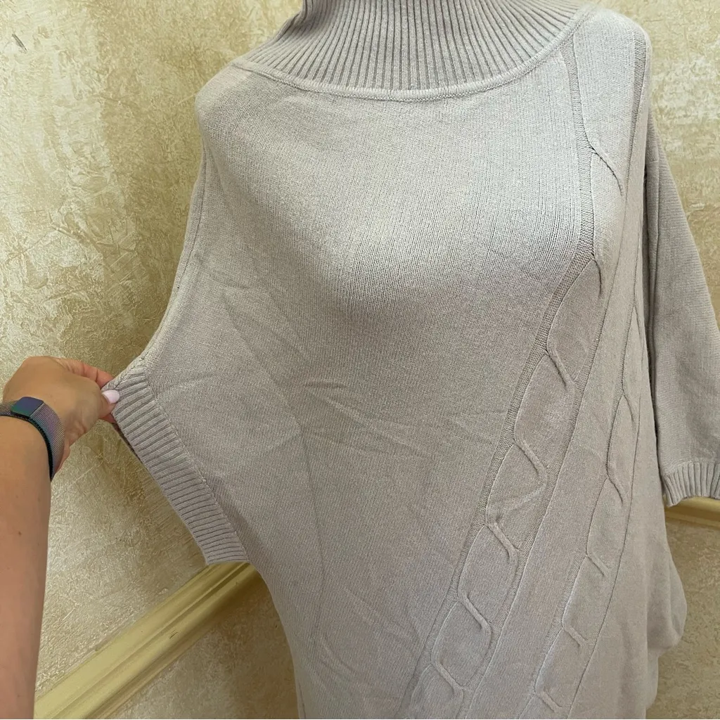 Vertigo Cowl Neck Cable Knit  Tunic Sweater Asymmetric Shape Dress Sz XL beige - Image 3